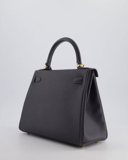 *RARE* Hermès Kelly 28cm Retourne Bag in Ardoise Evercolor Leather with Gold Hardware