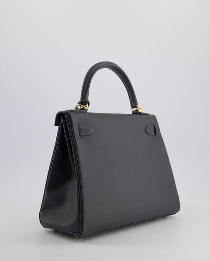 *RARE* Hermès Kelly 28cm Retourne Bag in Ardoise Evercolor Leather with Gold Hardware