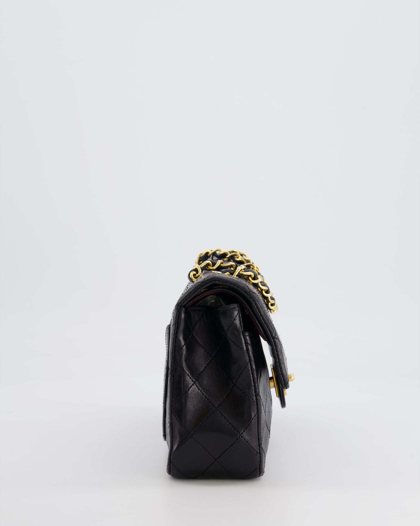 Chanel Vintage Black Small Classic Double Flap Bag in Lambskin Leather with 24k Gold Hardware