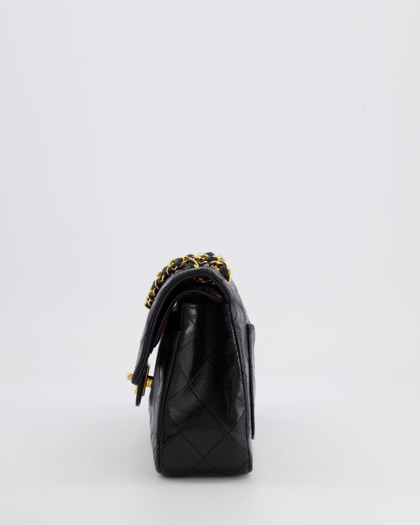 Chanel Vintage Black Small Classic Double Flap Bag in Lambskin Leather with 24k Gold Hardware