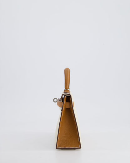 Hermès HSS Mini Kelly II 20cm Bag In Craie and Gold Epsom Leather with Palladium Hardware