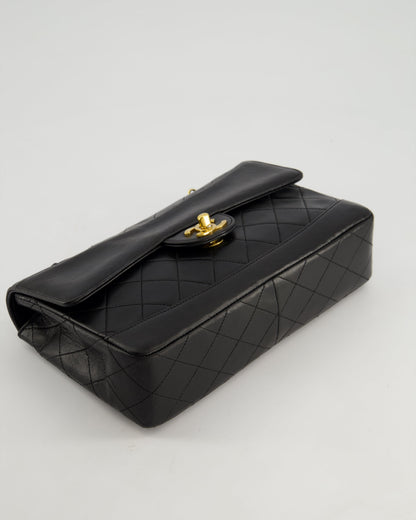 Chanel Vintage Black Classic Small Timeless Classique Flap Bag in Lambskin Leather with 24k Gold Hardware