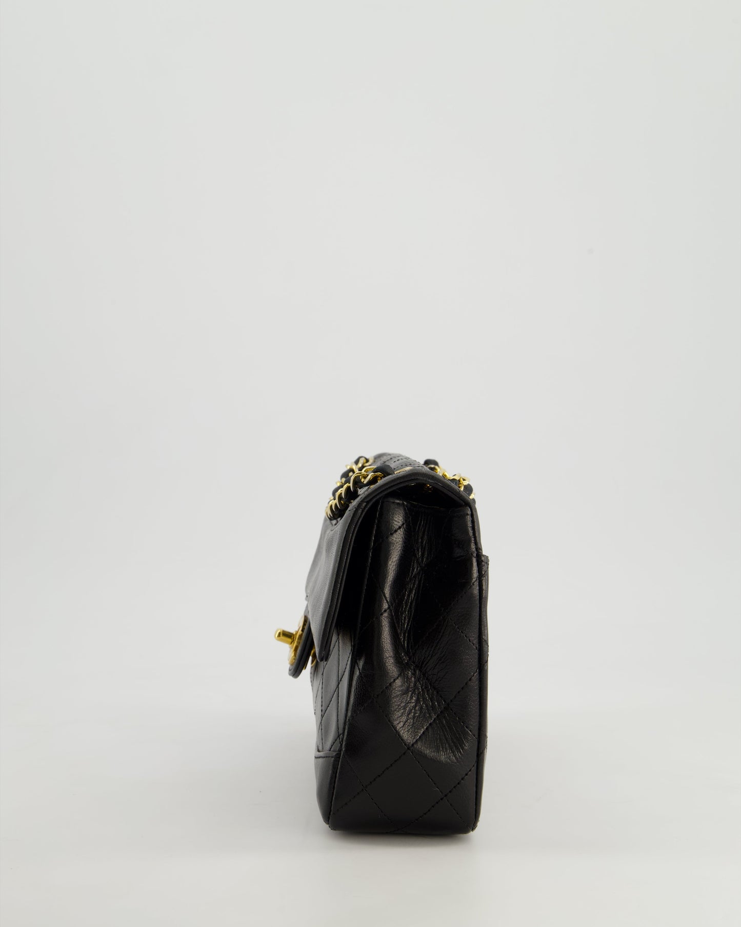 Chanel Vintage Black Classic Small Timeless Classique Flap Bag in Lambskin Leather with 24k Gold Hardware