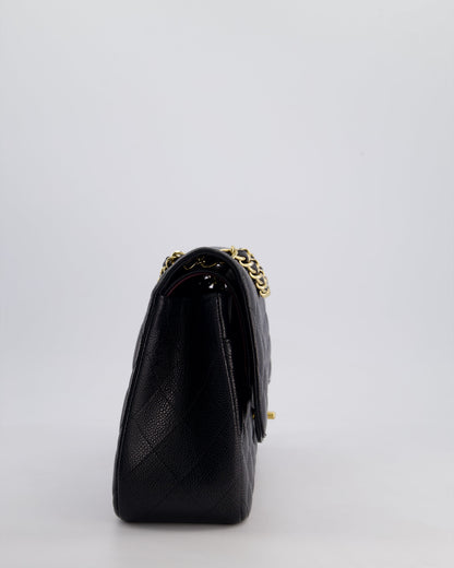 Chanel Black Jumbo Classic Double Flap Bag in Caviar Leather with Gold Hardware