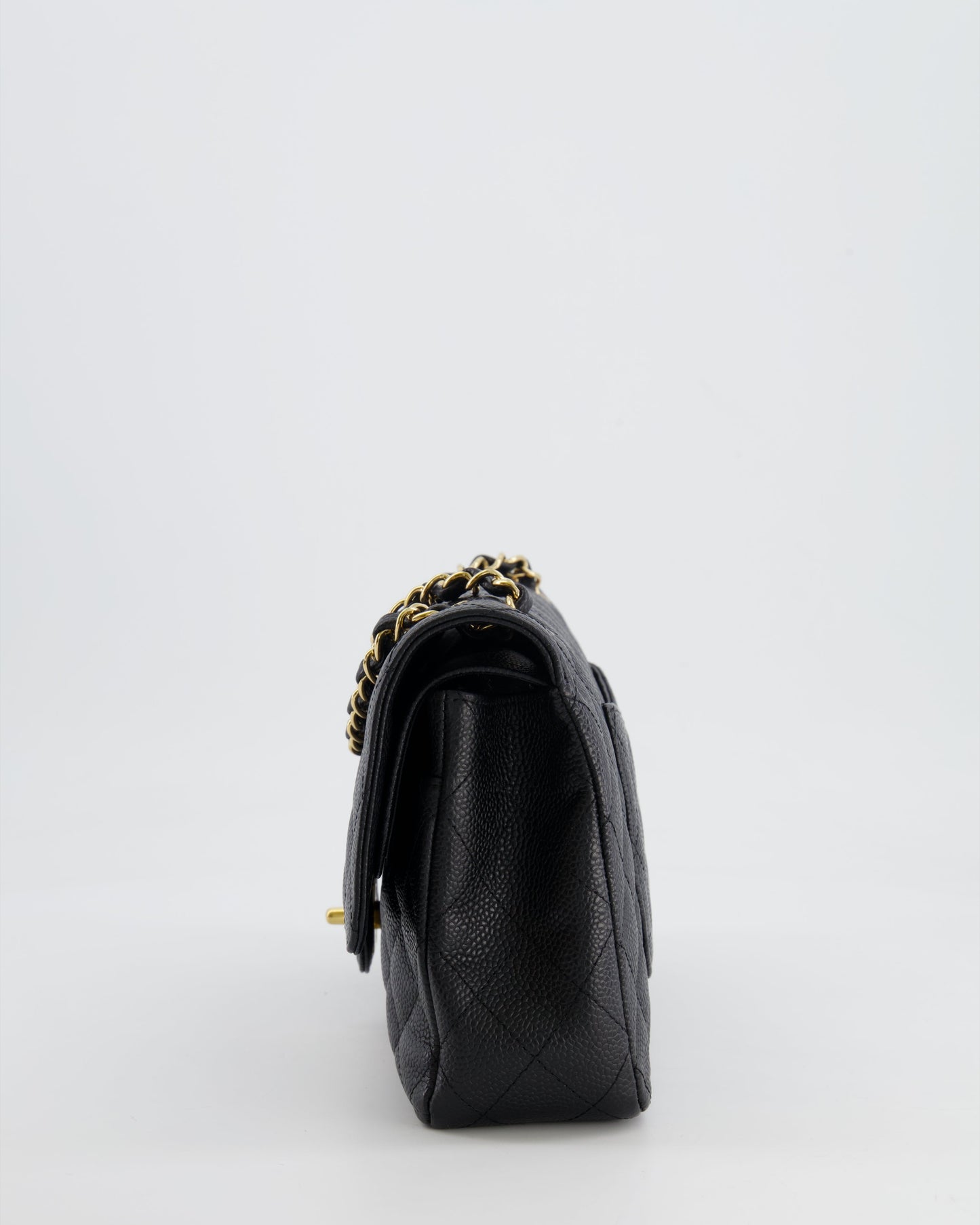 *HOT* Chanel Black Medium Classic Double Flap Bag in Caviar Leather with Gold Hardware
