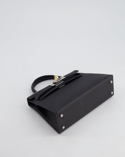 *SUPER RARE* Hermès Mini Kelly II 20cm Bag in Black Epsom Leather with Electrum Hardware