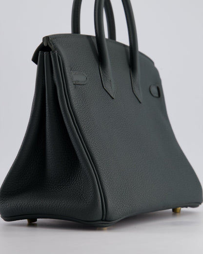 Hermès Birkin 25cm Retourne Bag in Vert Mangrove Togo Leather with Permabrass Hardware