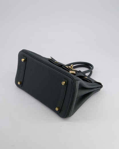 Hermès Birkin 25cm Retourne Bag in Vert Mangrove Togo Leather with Permabrass Hardware