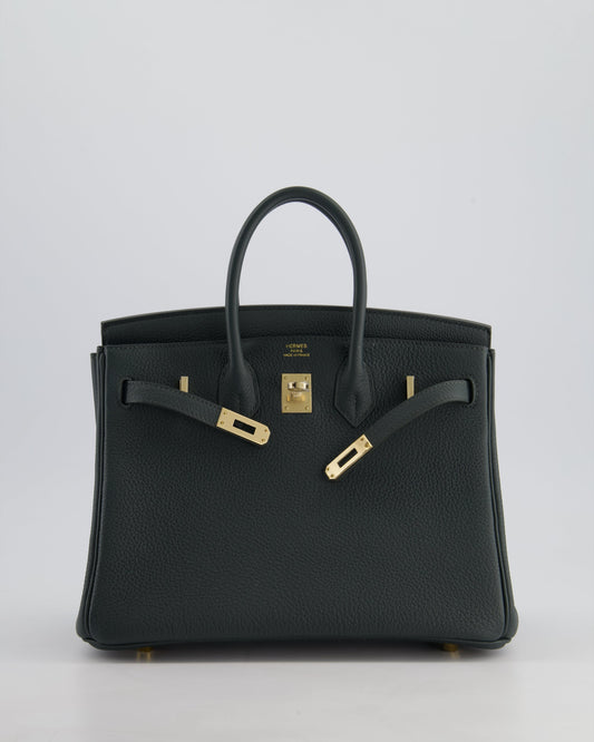 Hermès Birkin 25cm Retourne Bag in Vert Mangrove Togo Leather with Permabrass Hardware