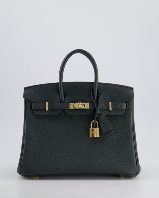Hermès Birkin 25cm Retourne Bag in Vert Mangrove Togo Leather with Permabrass Hardware