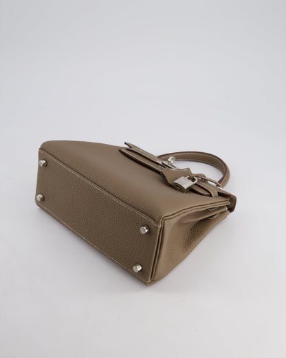 *RARE* Hermès Kelly Retourne Bag 25cm in Etoupe Togo Leather with Palladium Hardware