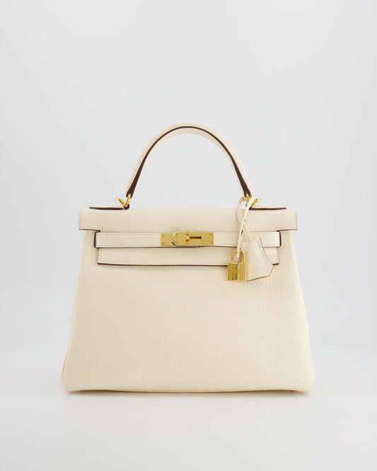 Hermès Kelly 28cm Retourne Bag in Nata Clemence Leather with Gold Hardware