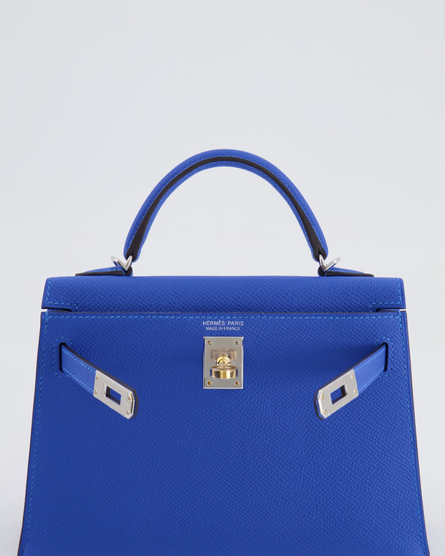 Hermès Mini Kelly II 20cm Bag in Bleu Hydra Epsom Leather with Electrum Hardware