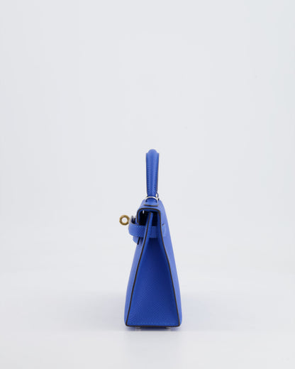 Hermès Mini Kelly II 20cm Bag in Bleu Hydra Epsom Leather with Electrum Hardware