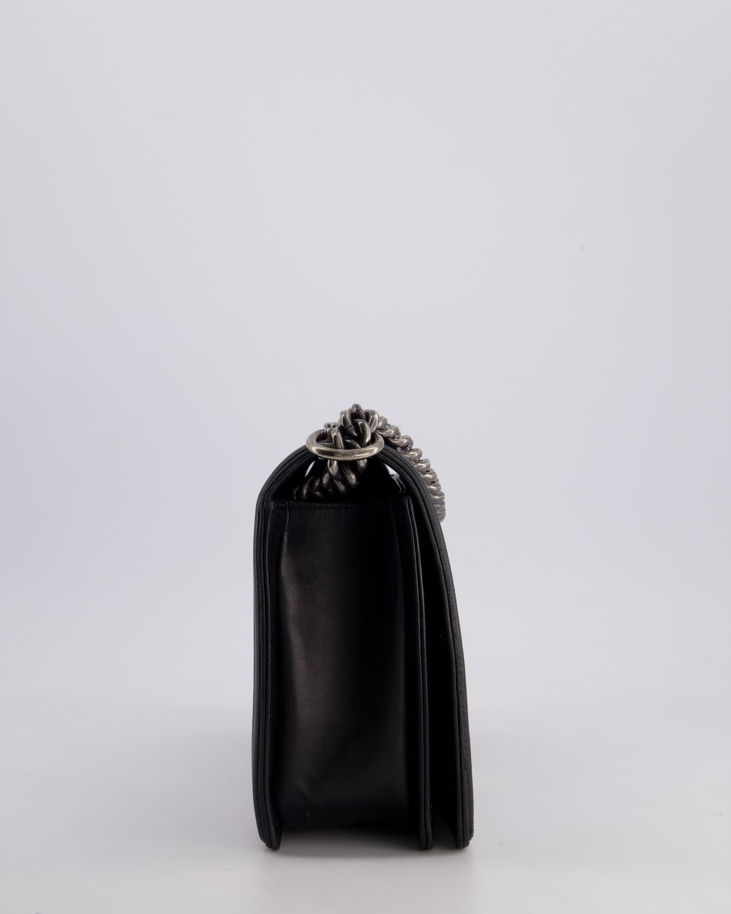 Chanel Black Medium Boy Bag in Lambskin Leather with Ruthenium Hardware