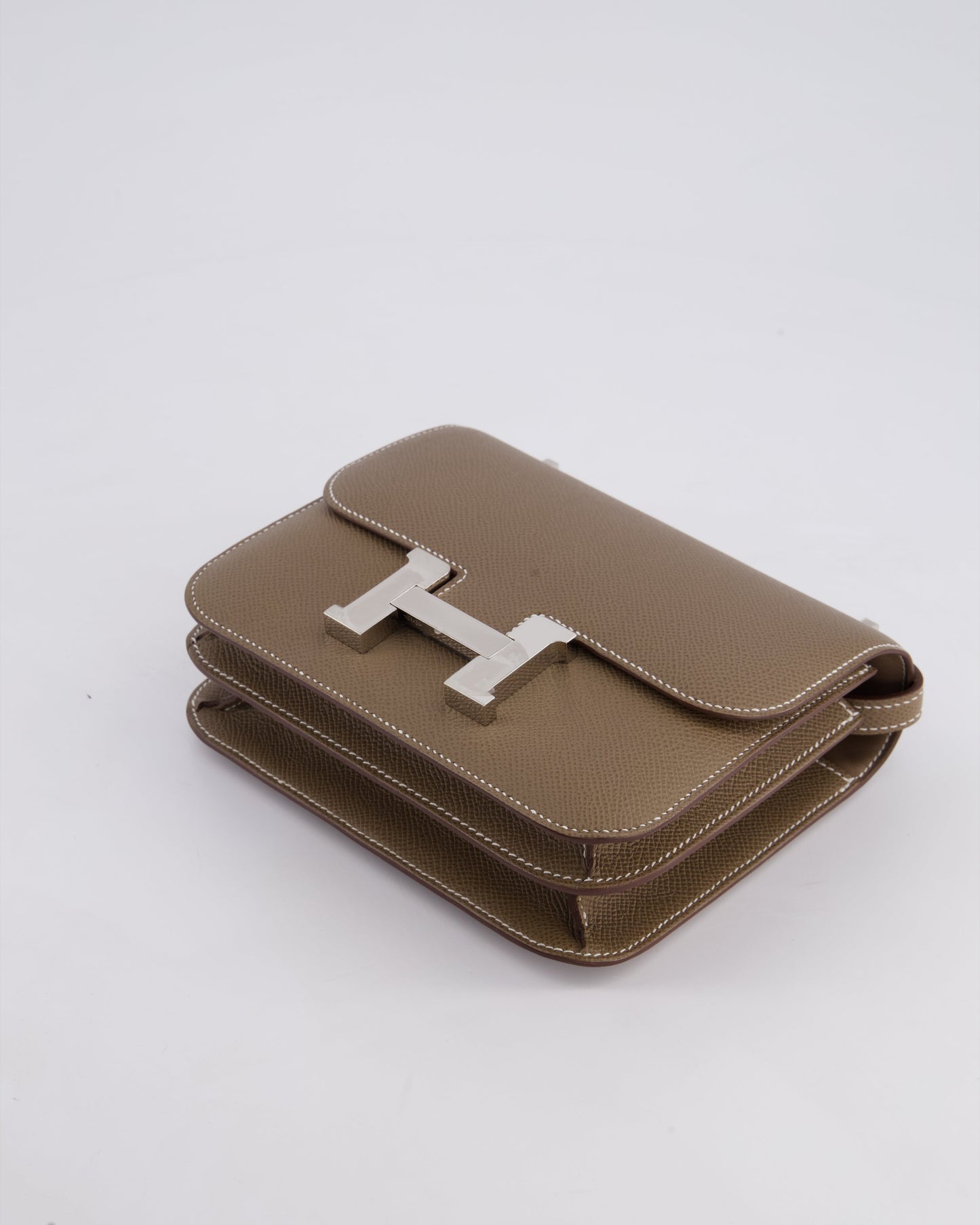 Hermès Constance III Mini 18cm Miroir Bag in Etoupe Epsom Leather with Palladium Hardware