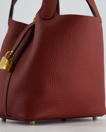 *HOT & RARE* Hermès Picotin Lock Bag 18cm in Rouge H Clemence Leather with Gold Hardware