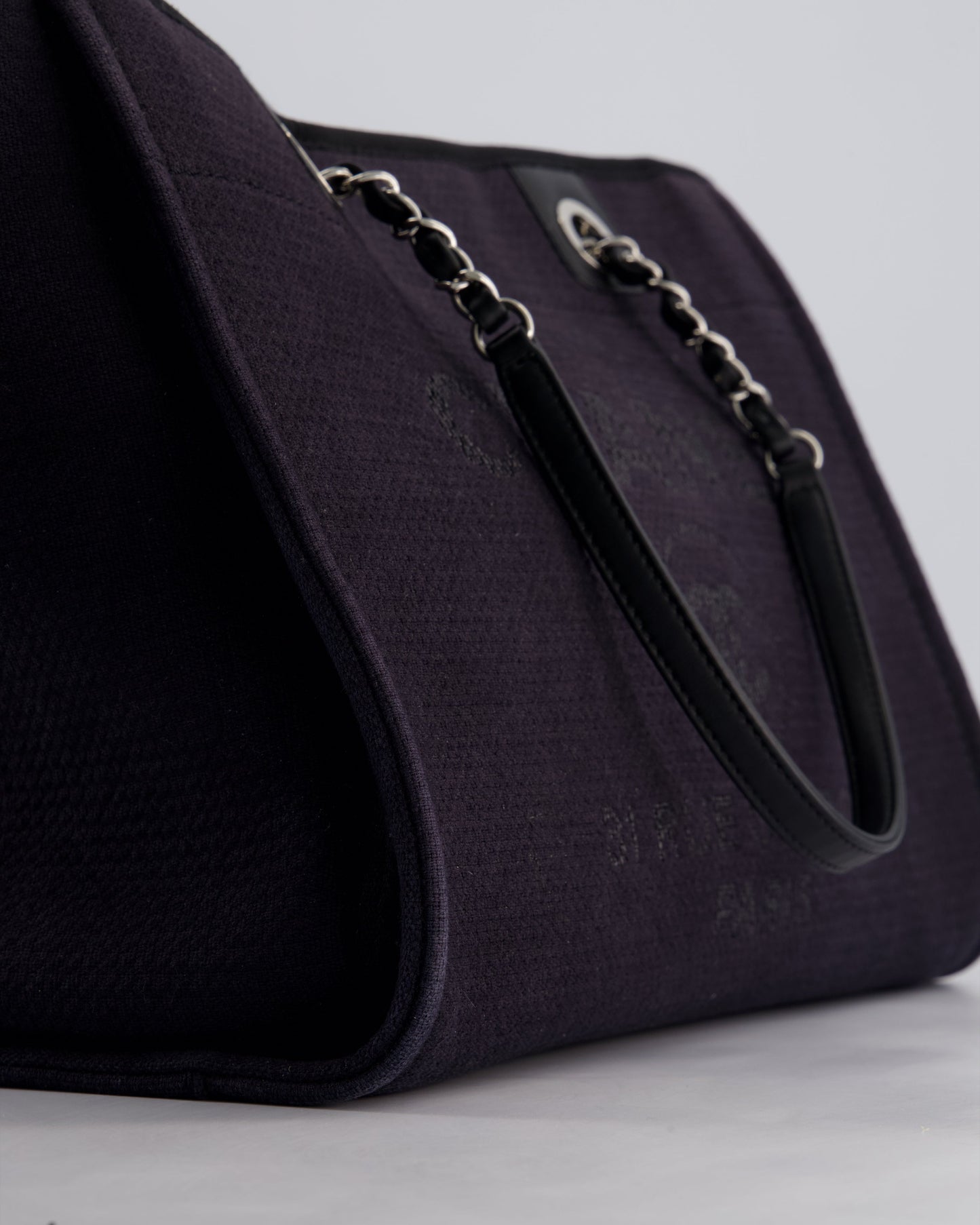 Chanel Black Small Canvas Deauville Tote Bag with Silver Hardware