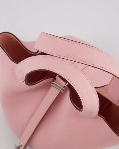 *ULTRA RARE* Hermès Picotin Bag 18cm in Rose Sakura Clemence Leather with Palladium Hardware