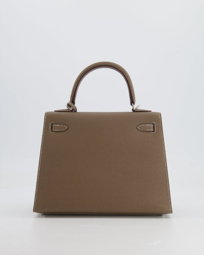Hermès Kelly Sellier 25cm Bag in Etoupe Epsom Leather with Palladium Hardware