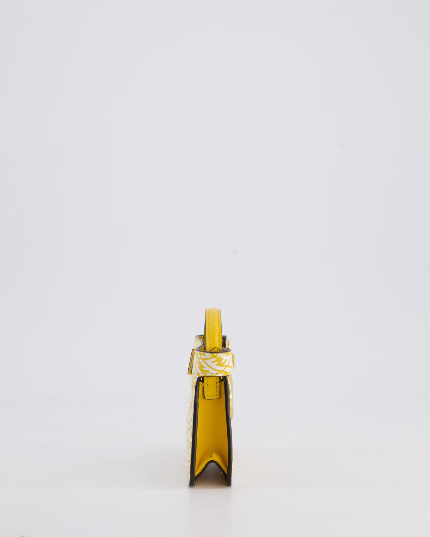 Fendi x Sarah Coleman Yellow Nano Peekaboo Bag with Gold Chain Strap