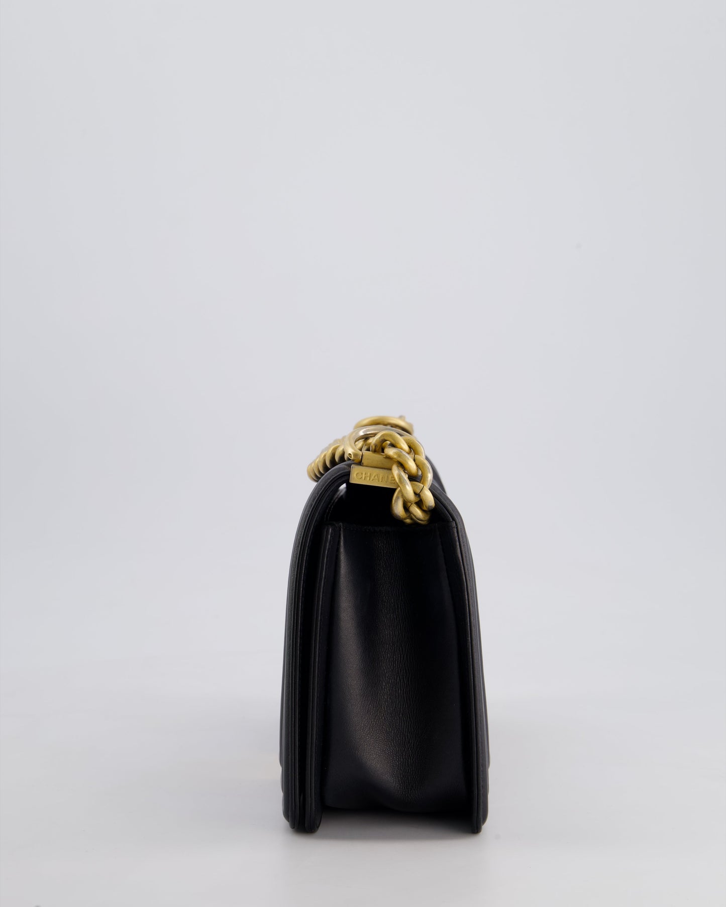 *FIRE PRICE* Chanel Black Medium Boy Bag in Lambskin Leather with Brushed Gold Hardware