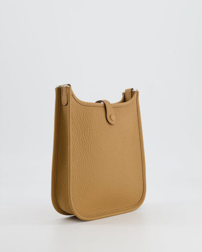 Hermès Mini Evelyne 16 Bag in Biscuit Clemence Leather with Palladium Hardware