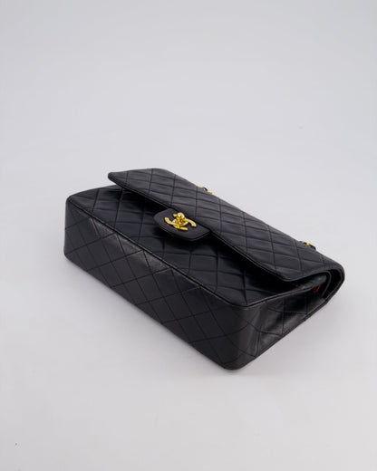 Chanel Vintage Black Medium Classic Double Flap Bag in Lambskin Leather with 24k Gold Hardware