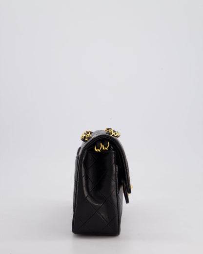 Chanel Vintage Black Medium Classic Double Flap Bag in Lambskin Leather with 24k Gold Hardware