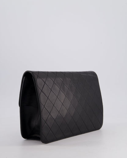 Chanel Vintage Black Medium Single Flap Bag in Lambskin Leather with 24K Gold Hardware
