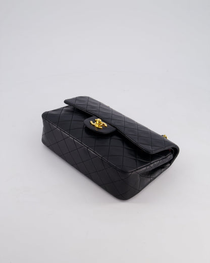 Chanel Vintage Black Small Classic Double Flap Bag in Lambskin Leather with 24k Gold Hardware