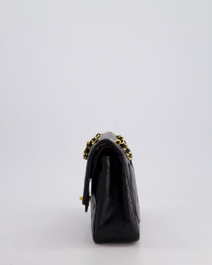 Chanel Vintage Black Small Classic Double Flap Bag in Lambskin Leather with 24k Gold Hardware
