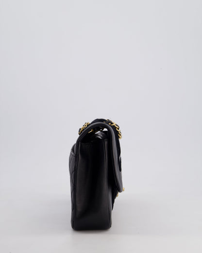 Chanel Black Medium Flap Bag in Lambskin Leather and Velvet with Rope CC Logo Detail