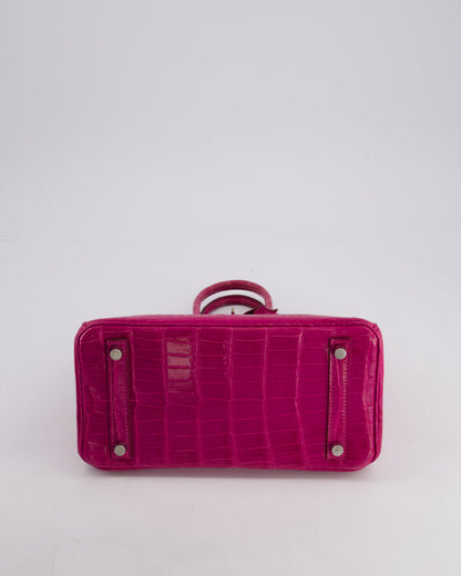 *RARE* Hermès Birkin 25cm Retourne Bag in Rose Scheherezade Niloticus Porosus with Palladium Hardware