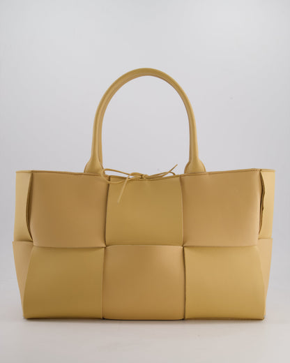 Bottega Veneta Beige Medium Intrecciato Arco Bag in Calfskin Leather with Pouch