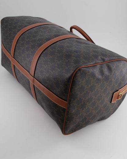 Céline Brown Triomphe Large Travel Bag in Canvas and Calfskin with Gold Hardware RRP £1,950