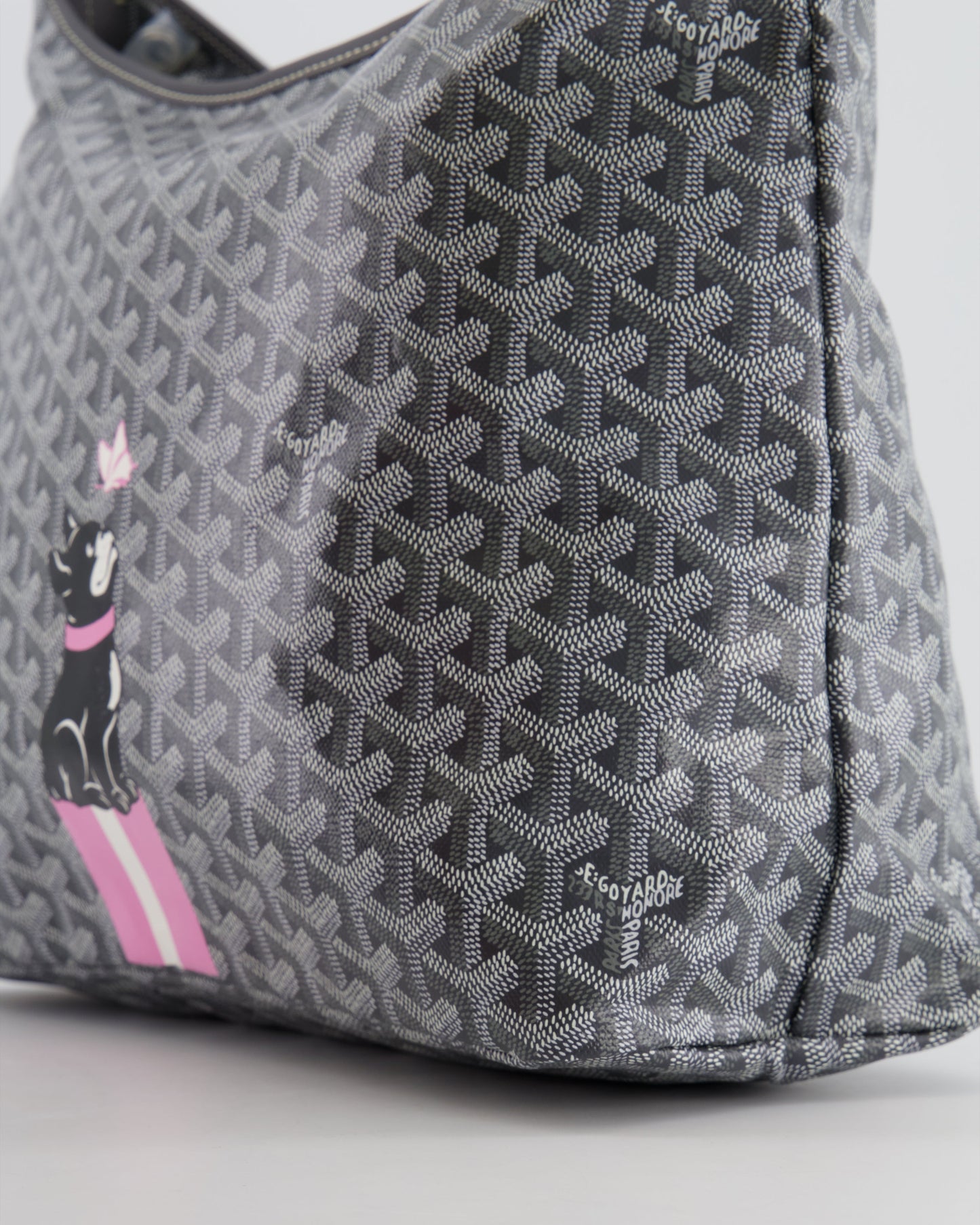 Goyard Grey Goyardine Canvas Boheme Hobo Bag with Dog Print