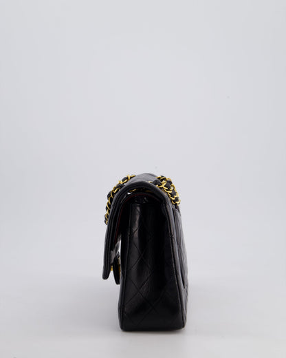 *AMAZING CONDITION* Chanel Vintage Black Medium Classic Double Flap Bag in Lambskin Leather with 24k Gold Hardware