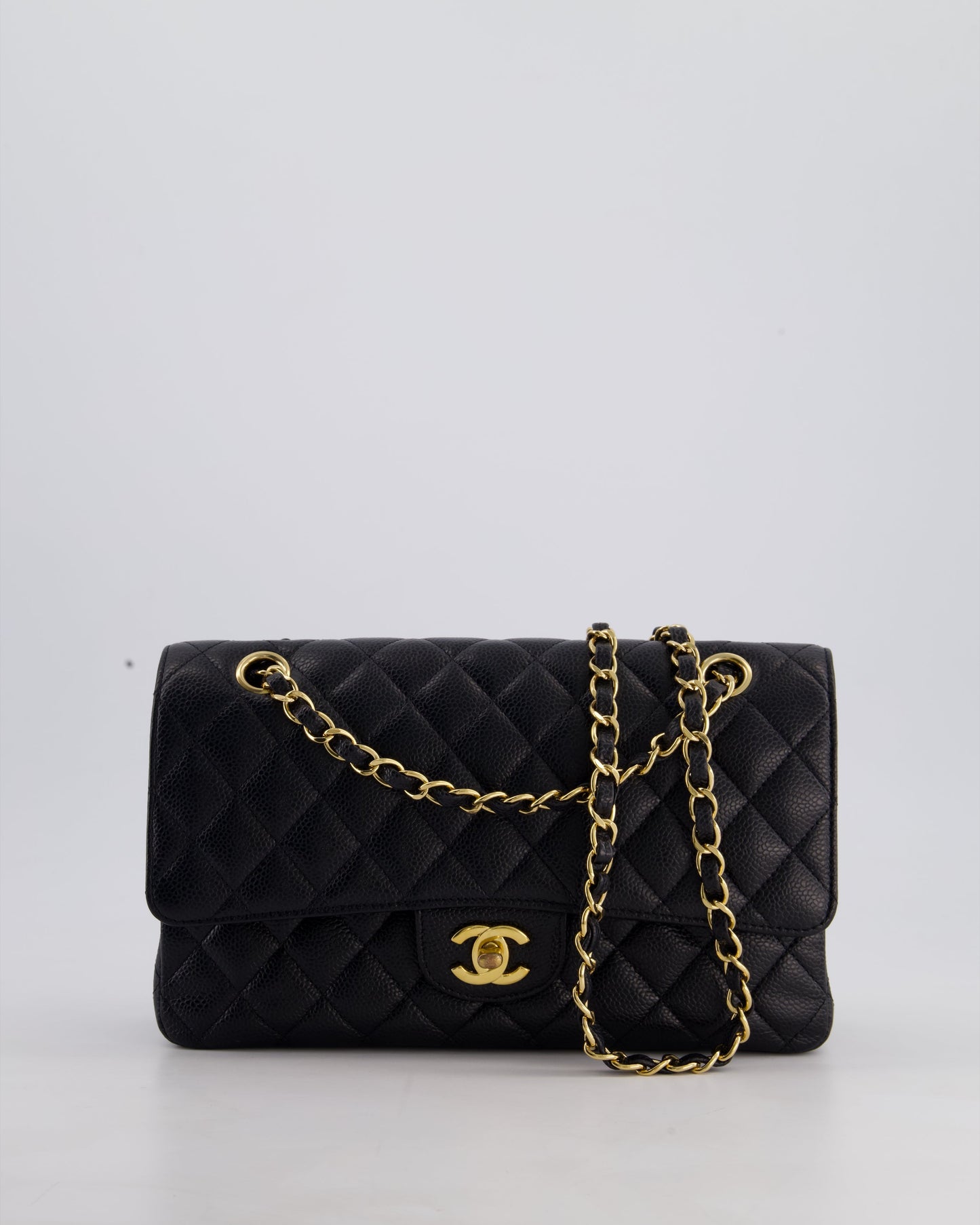 Chanel Medium Black Classic Double Flap Bag in Caviar Leather with Gold Hardware