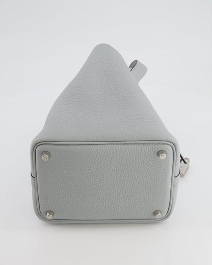*RARE*  Hermes Picotin 18cm in Bleu Glacier Clemence Leather with Palladium Hardware
