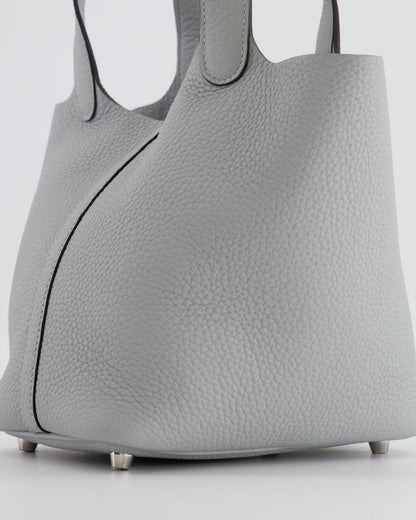 *RARE*  Hermes Picotin 18cm in Bleu Glacier Clemence Leather with Palladium Hardware