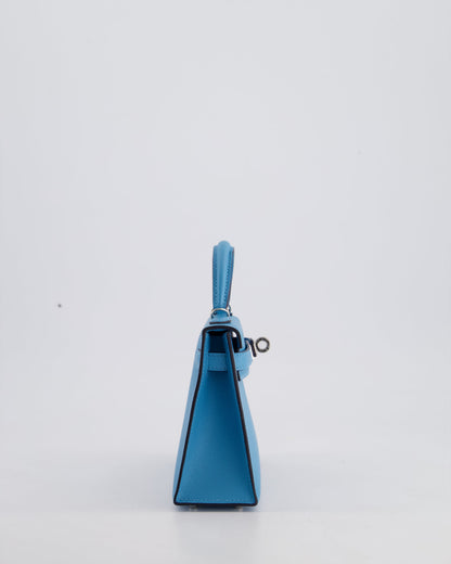 *HOT* Hermès Mini Kelly II 20cm in Bleu Du Nord Madame Leather with Palladium Hardware