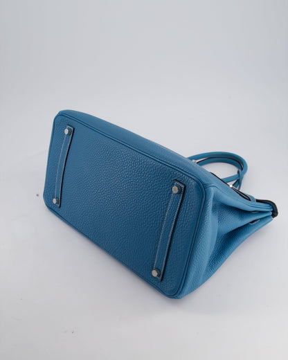 Hermès Birkin 35cm Retourne Bag in Bleu Jean Togo Leather with Palladium Hardware