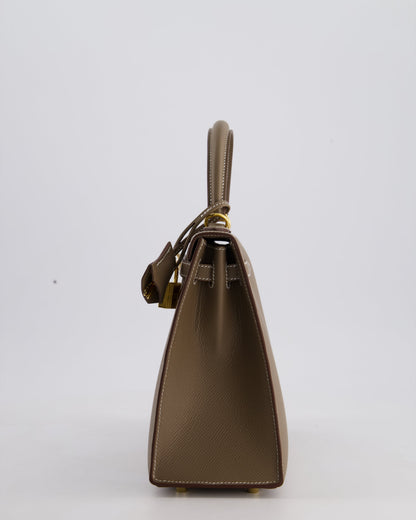 Hermès Kelly 25cm Sellier Bag in Etoupe Epsom Leather and Gold Hardware