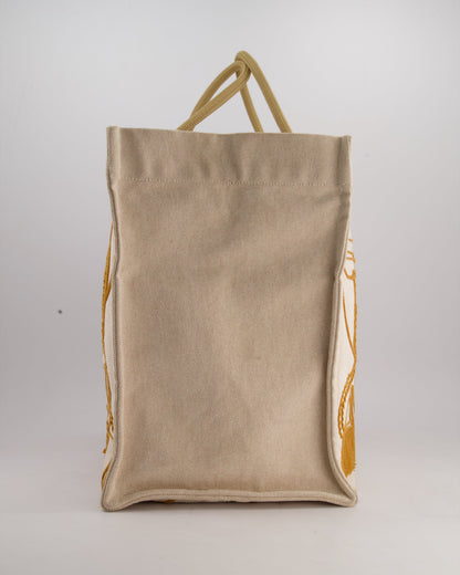 Hermes Beige Embroidered Thalassa Beach Tote Bag