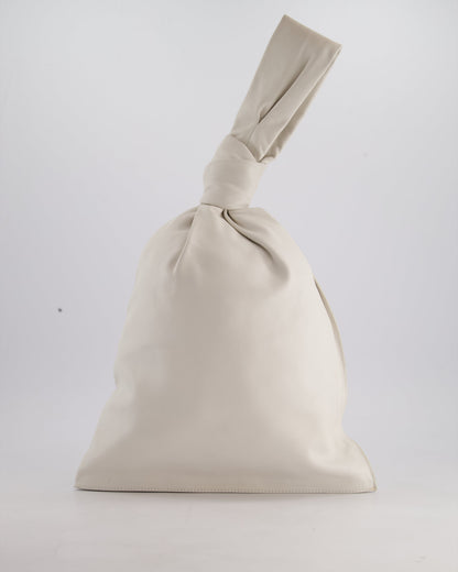 Bottega Veneta Large White Calfskin Leather Knot Clutch Bag