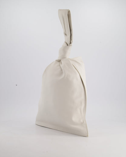 Bottega Veneta Large White Calfskin Leather Knot Clutch Bag