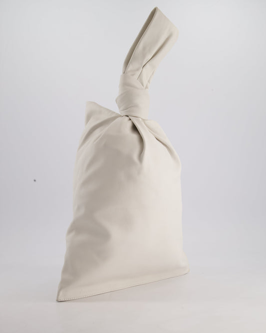 Bottega Veneta Large White Calfskin Leather Knot Clutch Bag