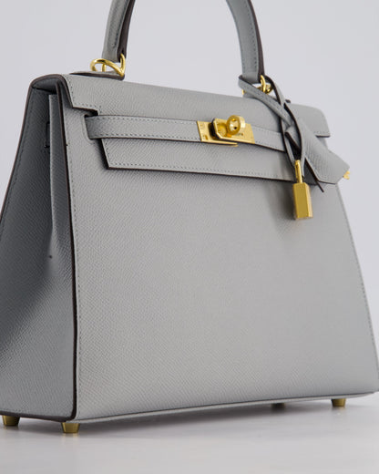 Hermès Kelly 25cm Bag in Bleu Glacier Epsom Leather with Gold Hardware