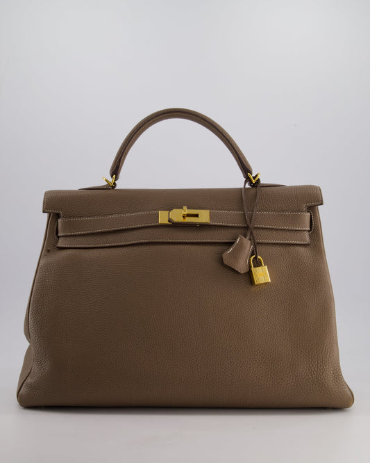 Hermès Kelly 35cm Bag in Etoupe Togo Leather with Gold Hardware